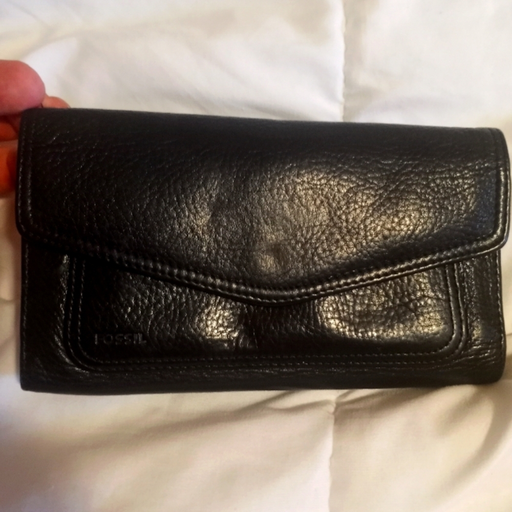 Fossil Black Leather Women's Clutch